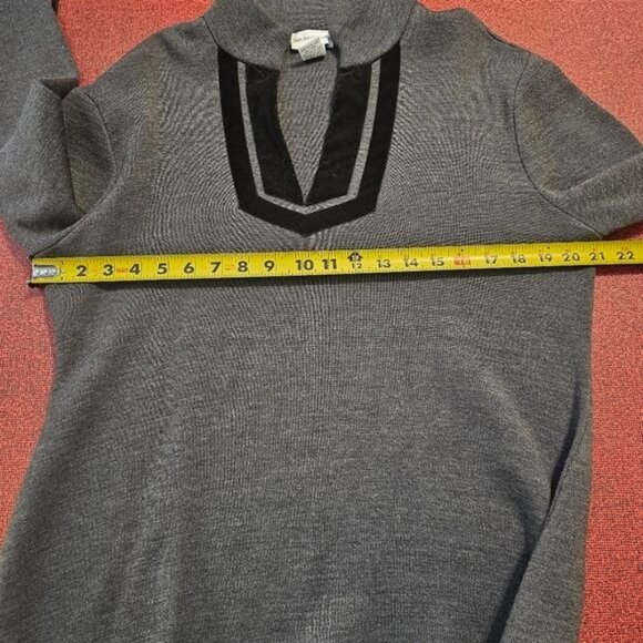 Soft Surroundings Wool Blend Tunic PL Velvet Trim Relaxed Quiet Luxury Neutral - Picture 7 of 8